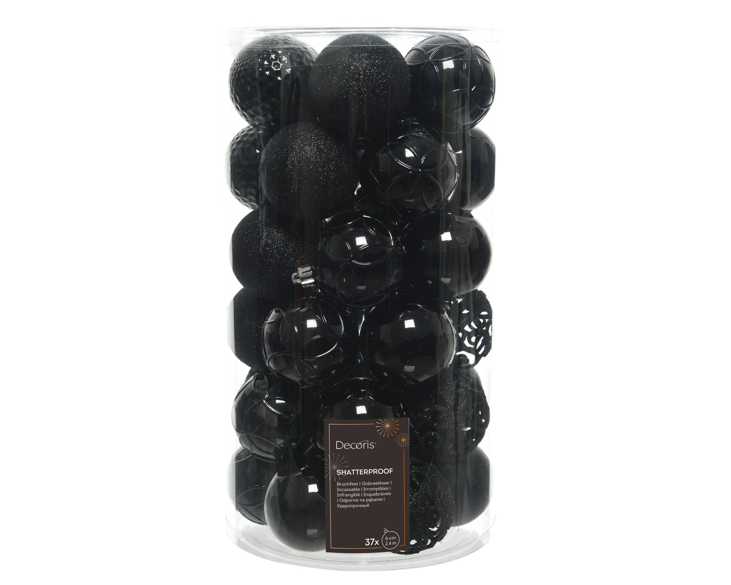 Box 37 Palline Di Natale Miste Black 6 Cm