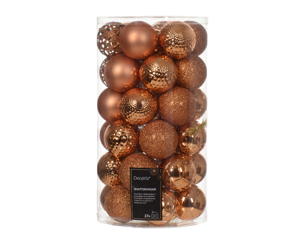 Box 37 Palline Di Natale Miste Red Copper 6 Cm