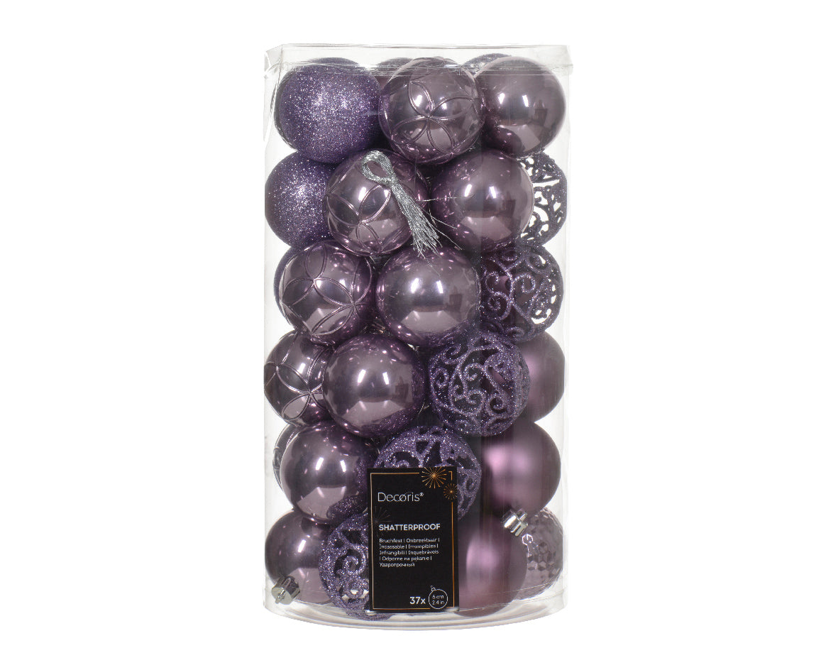 Box 12 Palline Di Natale Miste Crystal Lilac 6 Cm