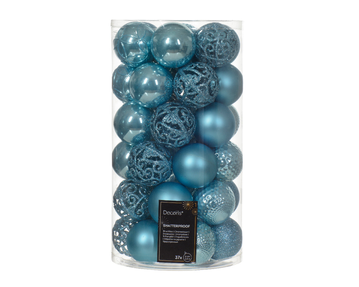 Box 12 Palline Di Natale Miste Sugar Blue decorazioni natalizie da 6 cm per albero - DeMatteis.it