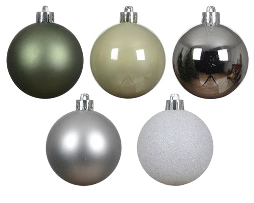 Box 30 Palline Di Natale Verde Mix 6 Cm