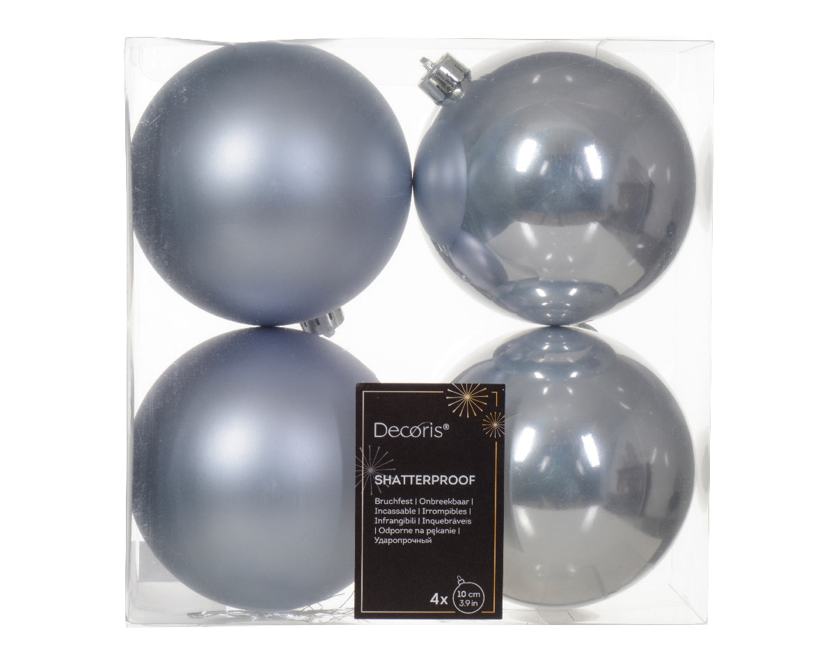 Box 4 Palle Di Natale Hazy Blue 10 Cm