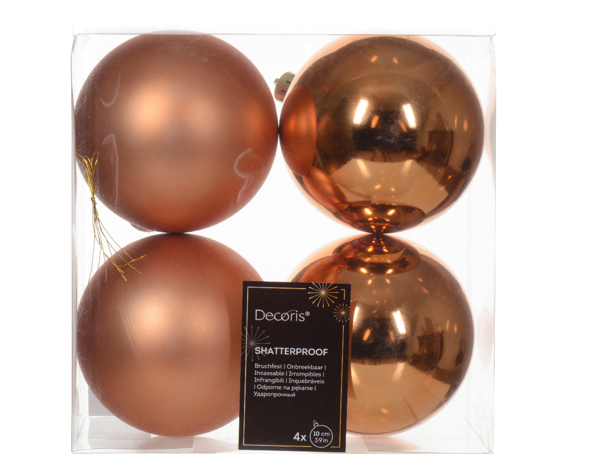 Box 4 Palle Di Natale Red Copper 10 Cm