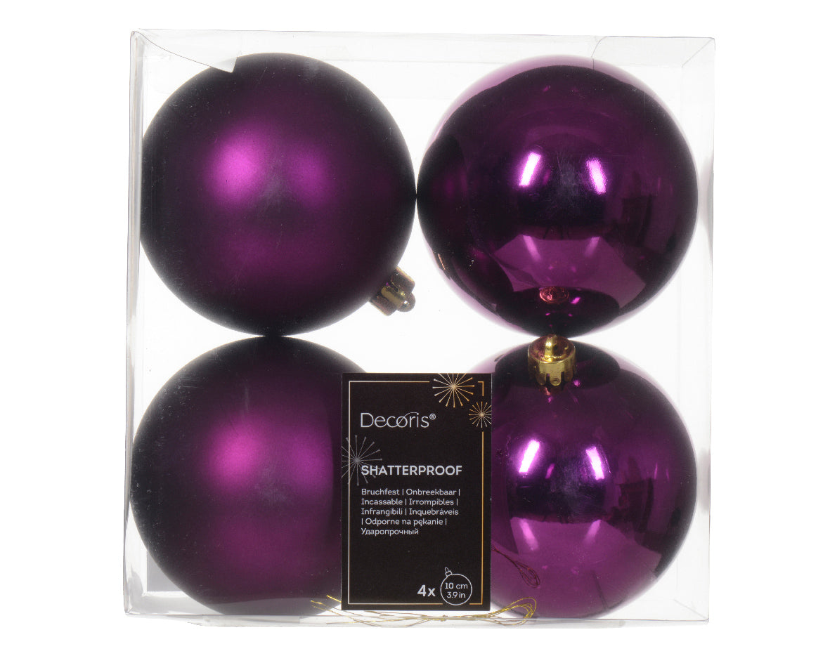 Box 4 Palle Di Natale Violet 10 cm decorazioni natalizie infrangibili per albero - DeMatteis.it
