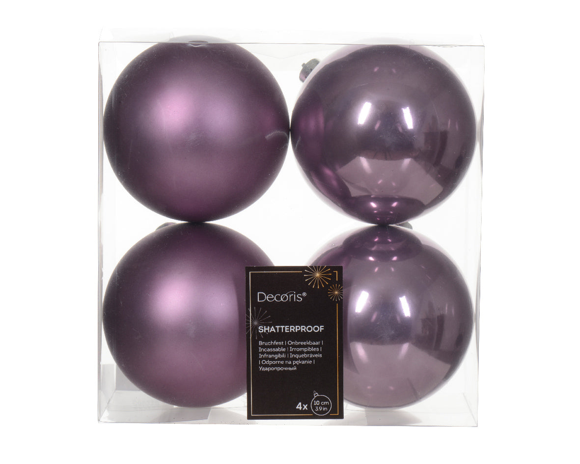 Box 4 Palle Di Natale Crystal Lilac 10 Cm