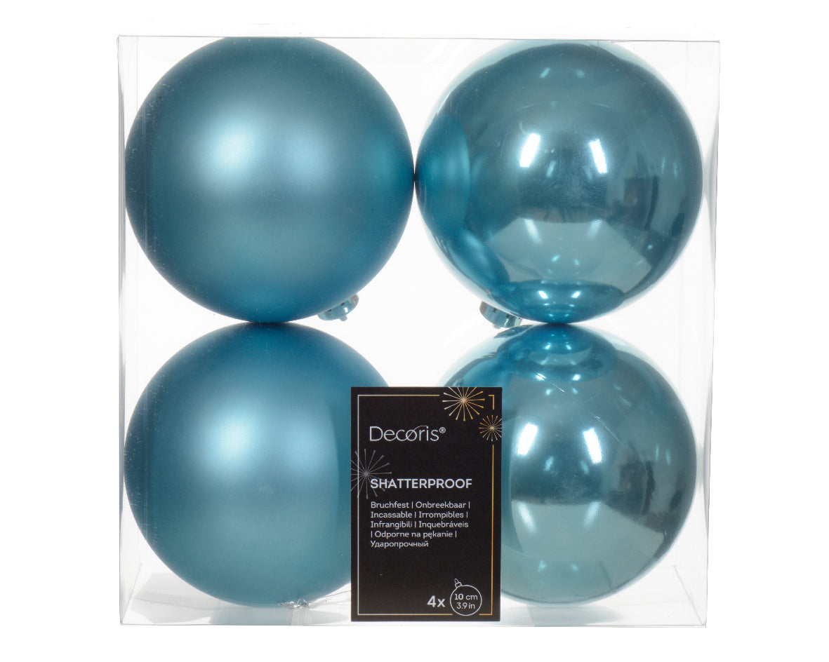 Box 4 Palle Di Natale Sugar Blue 10 Cm