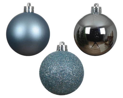 Box 14 Palline Di Natale Blue Ice 3 Cm