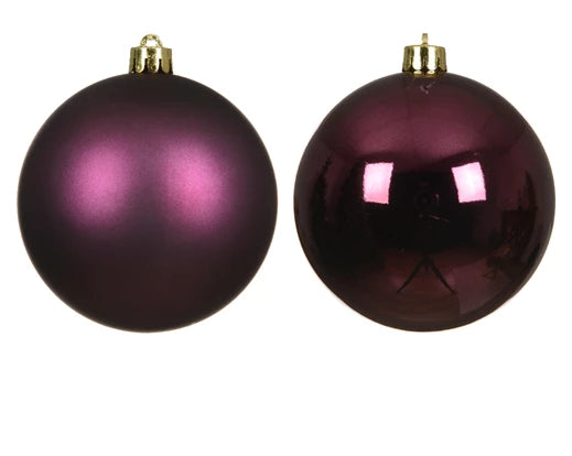 Box 4 Palle Di Natale Dark Mauve 10 Cm