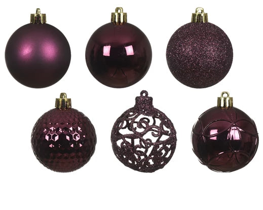 Box 37 Palline Di Natale Dark Mauve 6 Cm