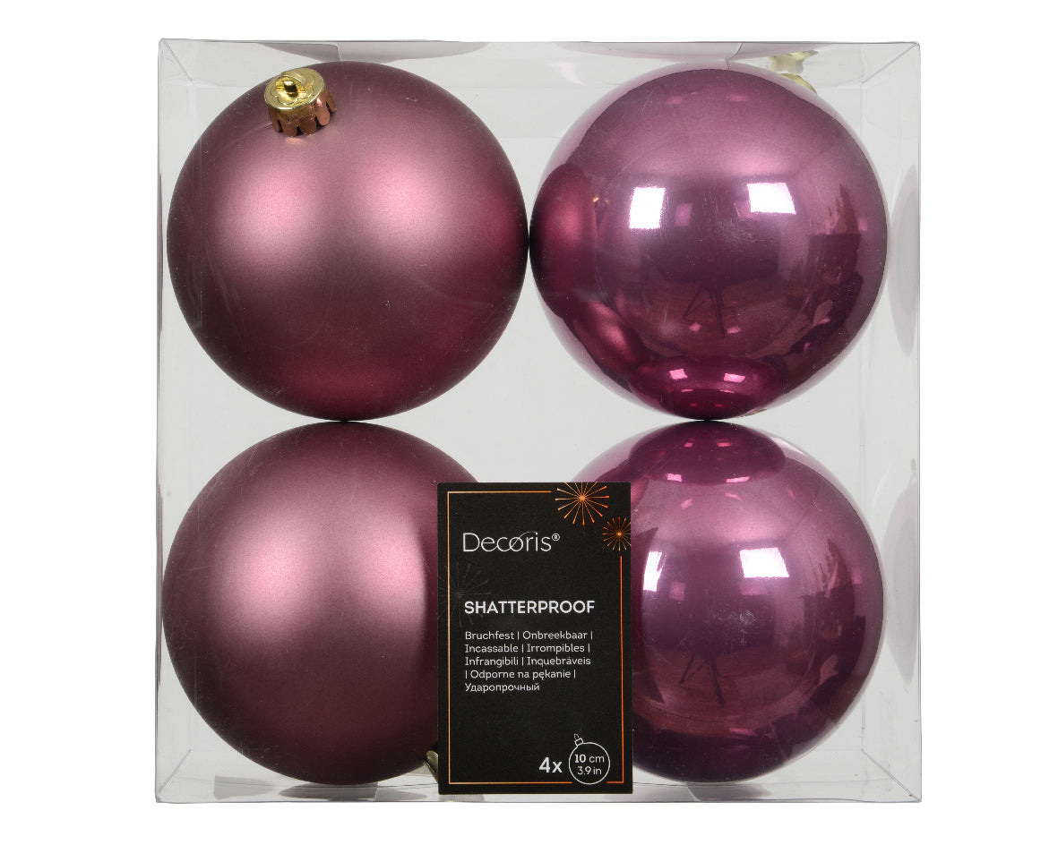 Box 4 Palle Di Natale D 10 Cm Vintage Pink