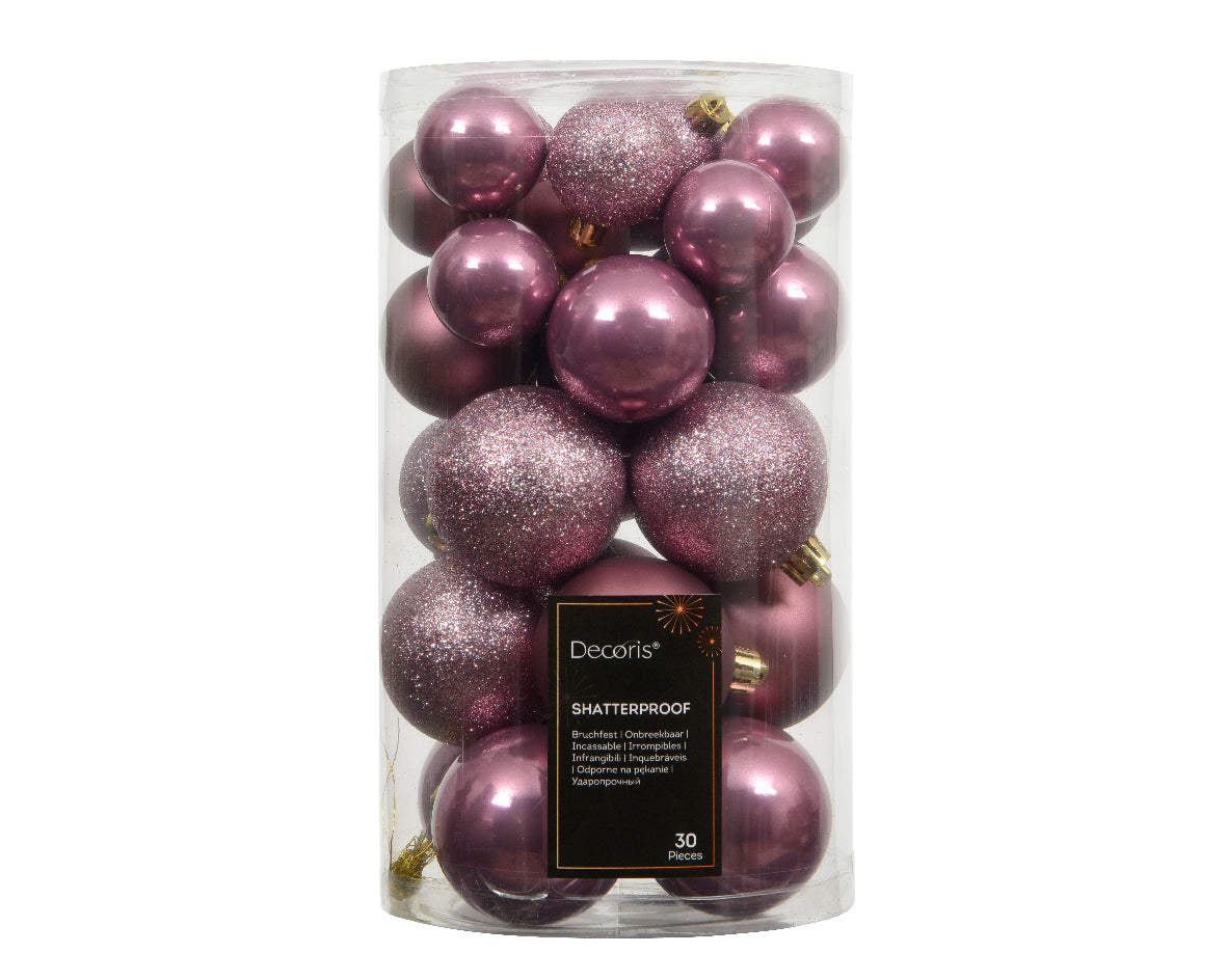 Box 30 Palline Di Natale Pink D 6 Cm