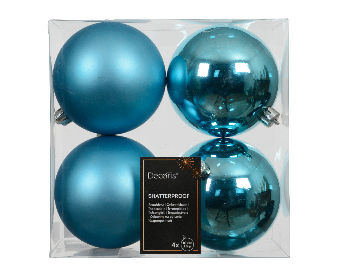 Box 4 Palle Di Natale D 10 Cm Folk Blue
