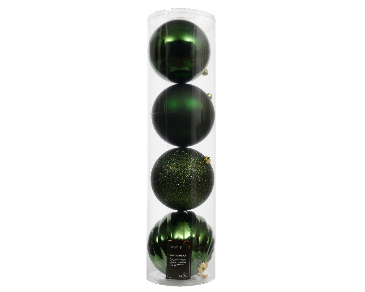 Box 4 Sfere Plastica D 14 Cm Pine Green
