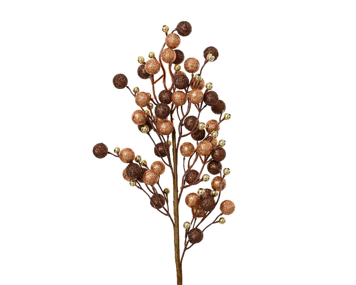 Ramo Palline Schiuma Marrone Oro D 20x60 Cm