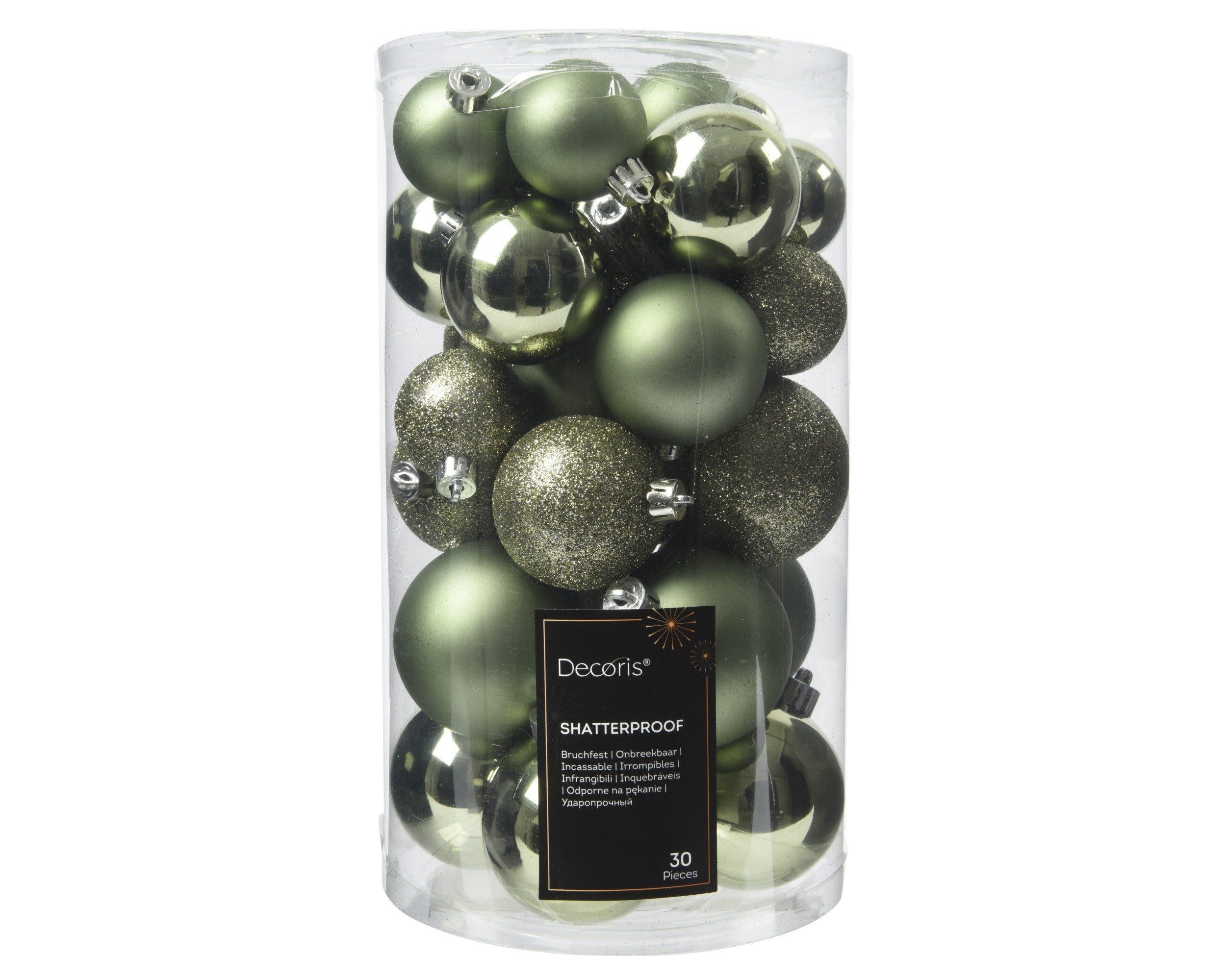 Box 30 Palline Di Natale Miste Rosemary Green 6 Cm