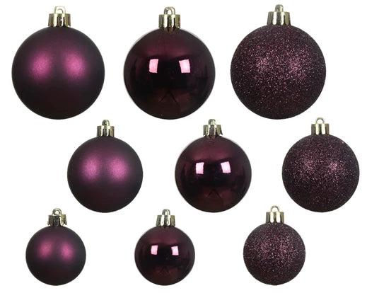 Box 30 Palline Di Natale Miste Dark Mauve 6 Cm