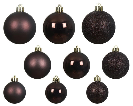 Box 30 Palline Di Natale Miste Black Truffle 6 Cm