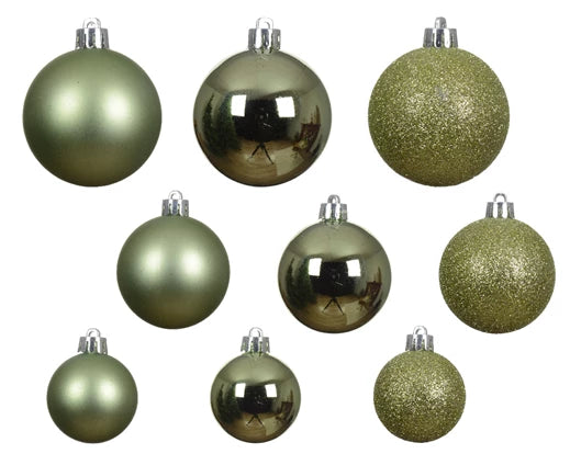 Box 30 Palline Di Natale Miste Green Tea 6 Cm