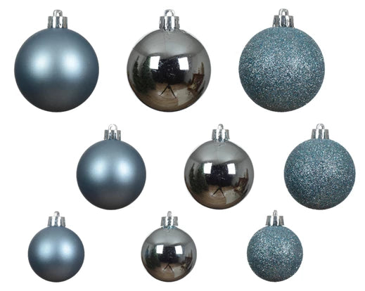Box 30 Palline Di Natale Miste Blue Ice 6 Cm