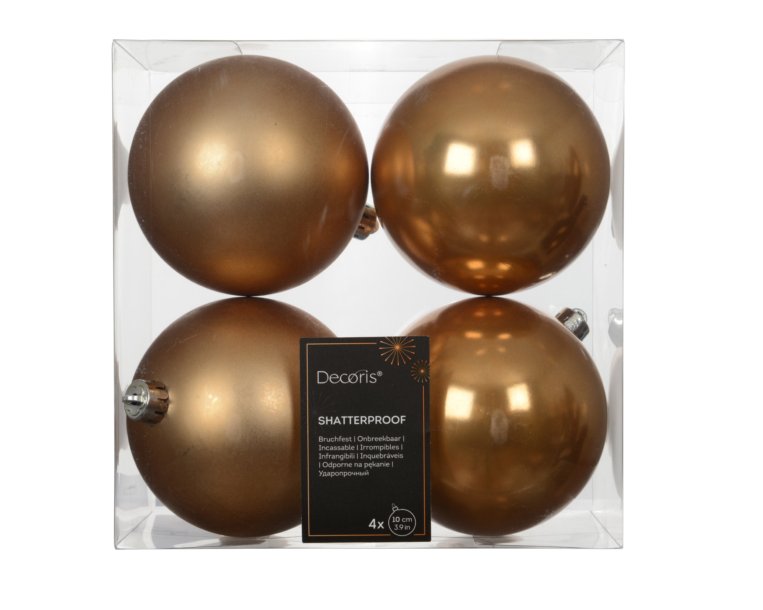 Box 4 Palle Di Natale D 10 Cm Caramel Brown
