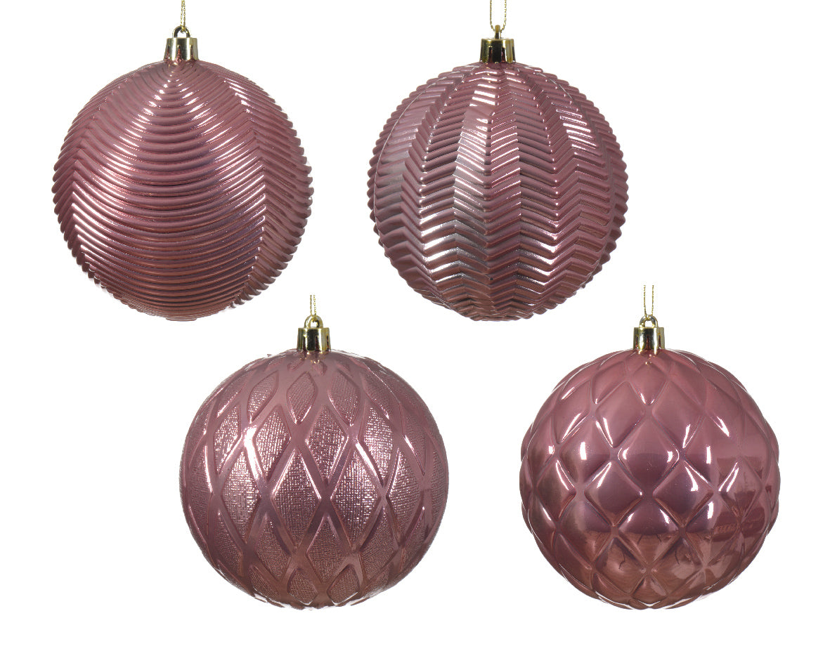 Palla Di Natale Verlvet Pink Con Decori 10 Cm 1 Pz