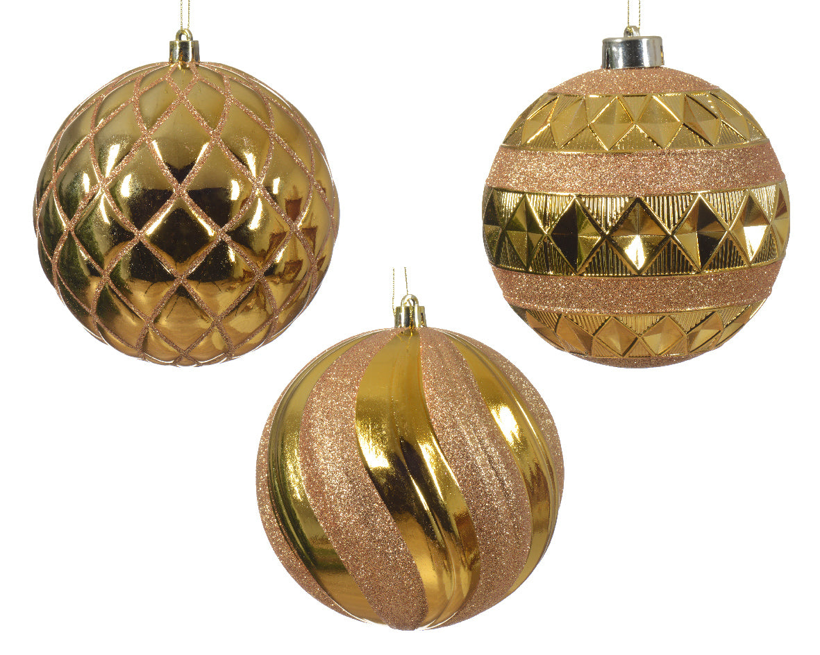 Palla Di Natle Light Gold Con Decori 12 Cm 1 Pz