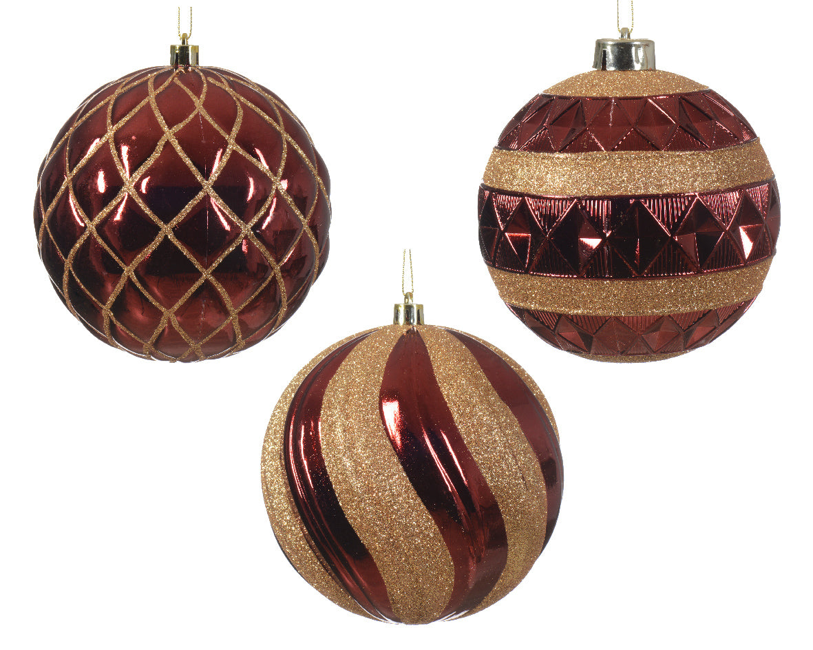 Palla Di Natale Oxblood Con Decori 12 Cm 1 Pz
