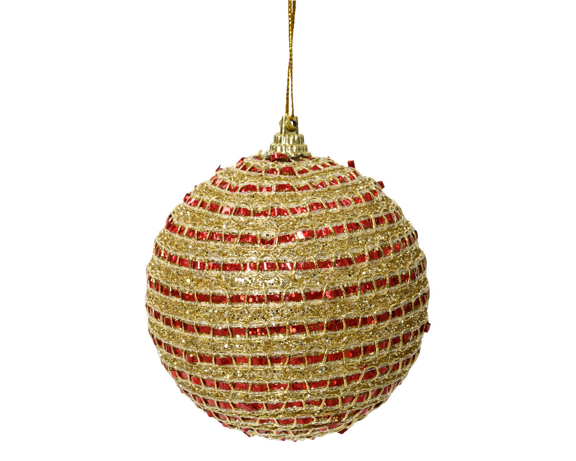 Palla Di Natale Decorata per addobbi natalizi diametro 8 cm con gancio di sospensione - DeMatteis.it