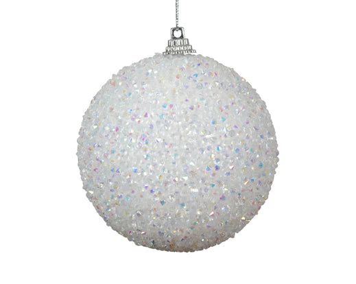 Palla Di Natale Con Paillettes Winter White 8 Cm