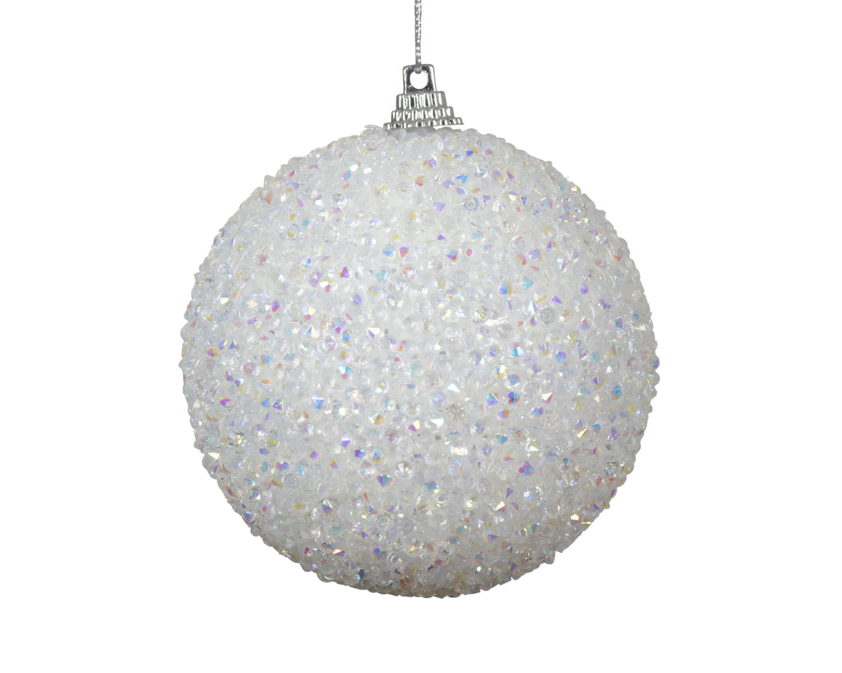 Palla Di Natale Con Paillettes Winter White 8 Cm
