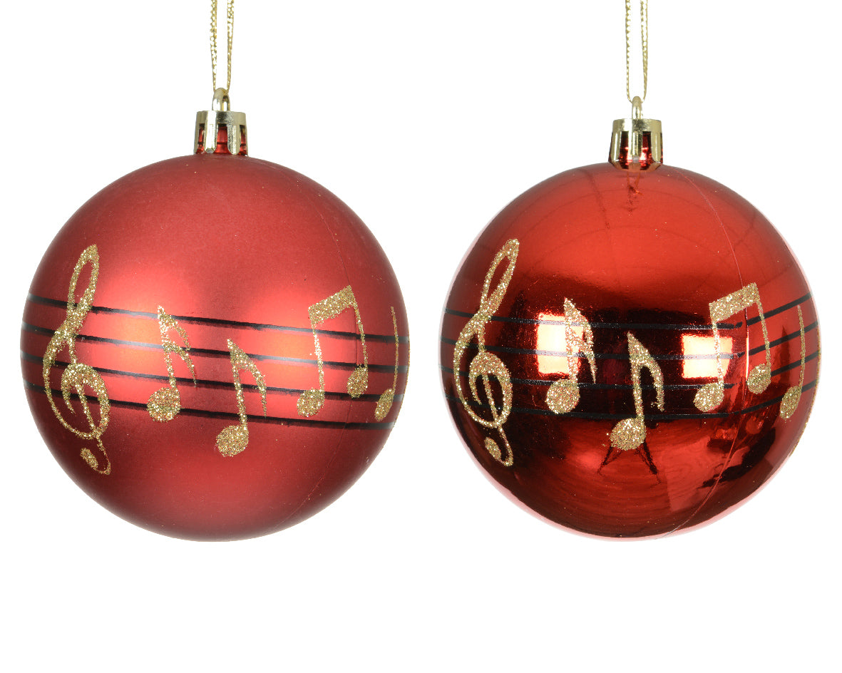 Palla Di Natale Rossa Con Note D 8 Cm 1 Pezzo