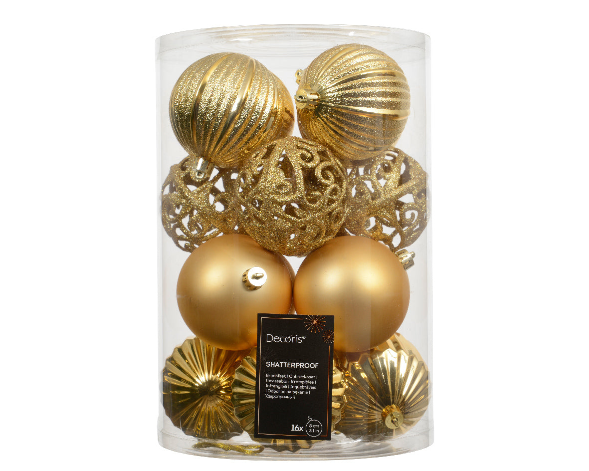 Box 16 Palle Di Natale D 8 Cm Light Gold