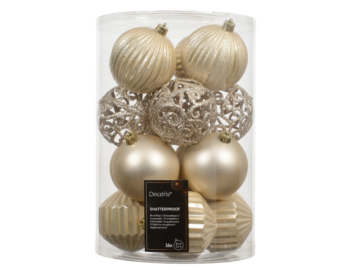 Box 16 Palle Di Natale D 8 Cm Perla