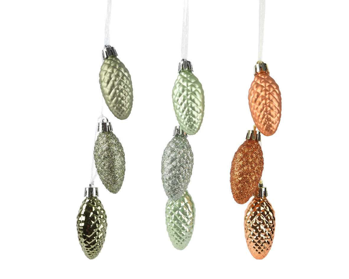 Set 3 Pigne Vere 7x3 Cm Colorate 1 Pezzo
