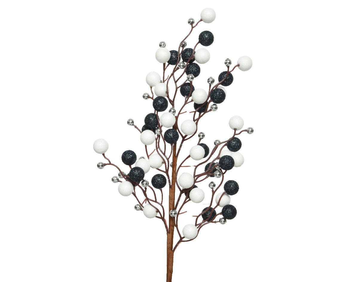 Ramo Palline Schiuma Blu Bianco D 20x60 Cm
