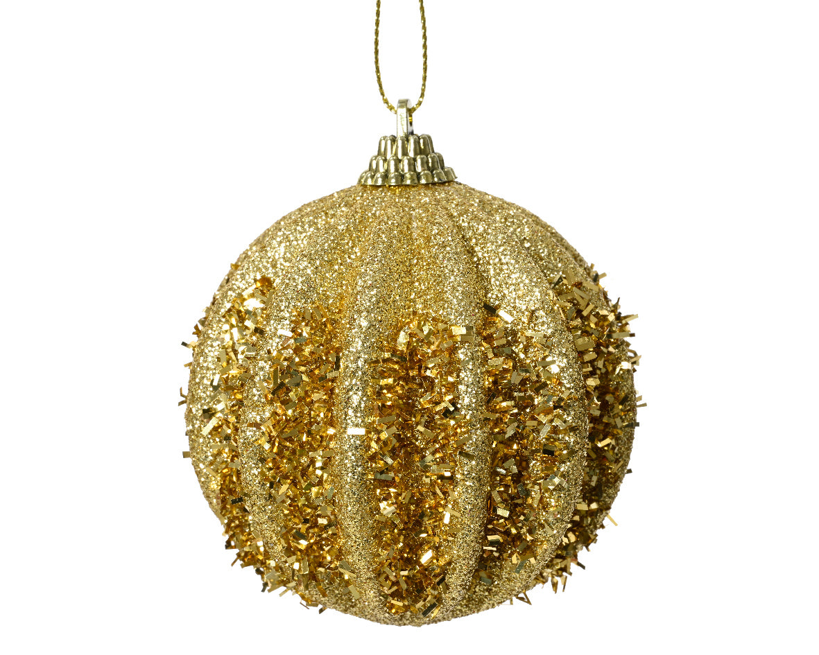 Palla Di Natale Light Gold Glitterata 8 Cm
