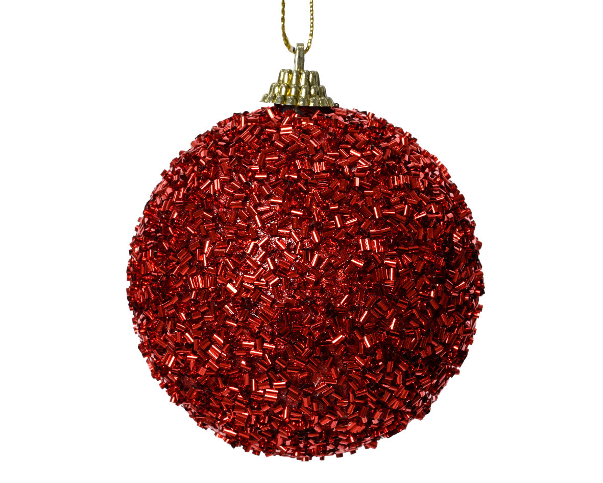 Palla di Natale Christmas Red decorazione natalizia diametro 8 cm con gancio per albero - DeMatteis.it