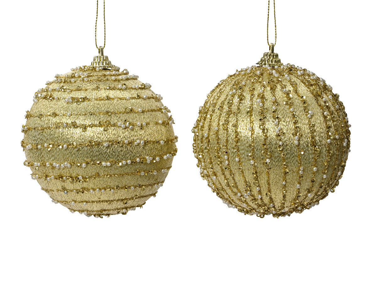 Palla Di Natale Light Gold Con Glitter E Diamanti 6 Cm 1 Pz