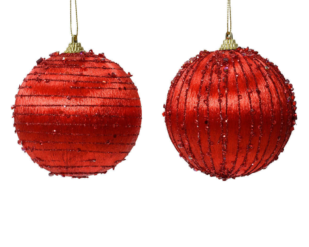 Palla Di Natale Christmas Red Con Glitter E Diamanti 6 Cm 1 Pz