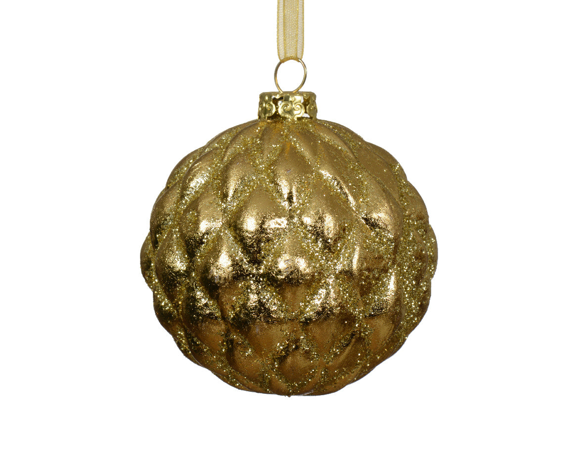Palla Di Natale Light Gold Con Glitter 8 Cm