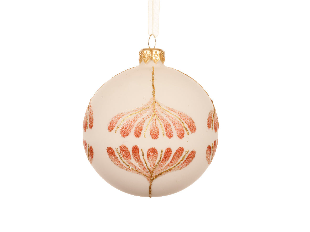 Palla Natale Eool White D 8 Cm Decoro Fiore