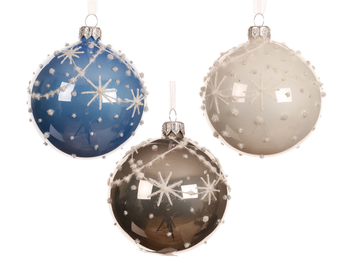 Palla Natale Decoro Bianco D 8 Cm