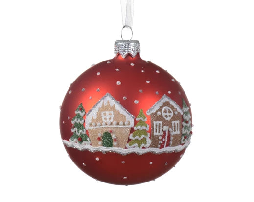 Palla Di Natale Christmas Red Vetro Con Decoro Casa 8 Cm