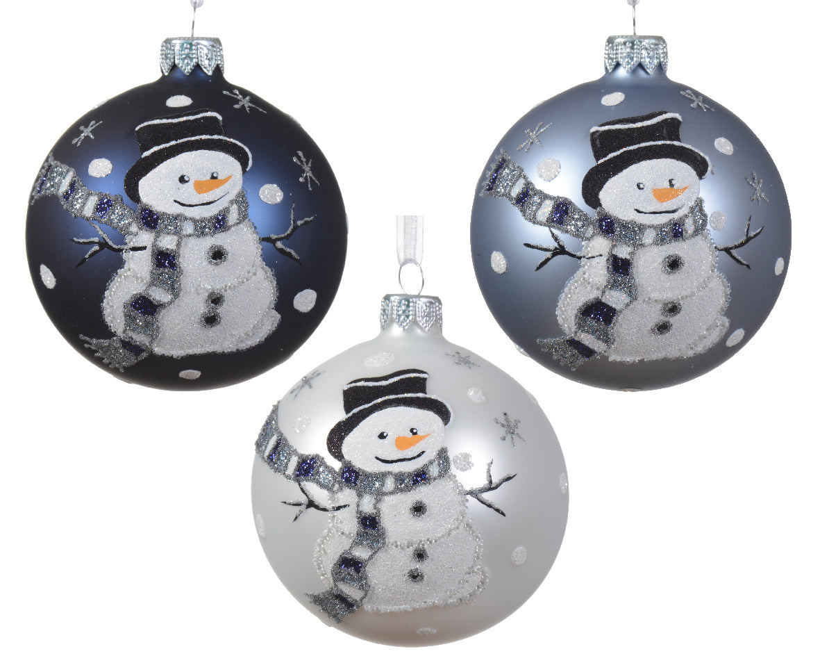Palla Di Natale Con Pupazzo Di Neve decorazione natalizia da 8 cm per albero di Natale - DeMatteis.it