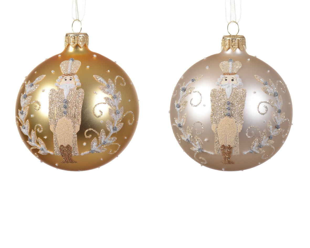 Palla Di Natale Vetro Con Schiaccianoce 8 Cm 1 Pz