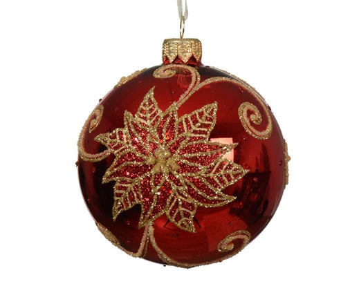 Palla Di Natale Vetro Decoro Stella Di Natale Gold 8 Cm