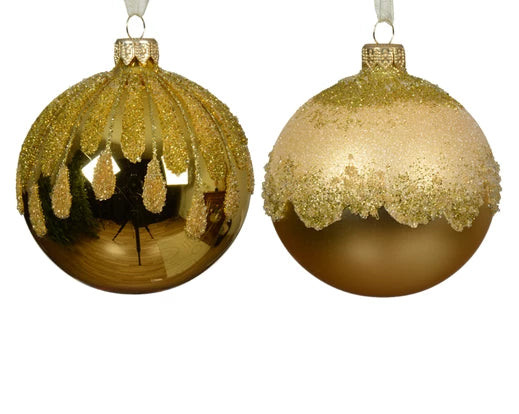 Palla Di Natale Vetro Decoro Light Gold 8 Cm 1 Pz