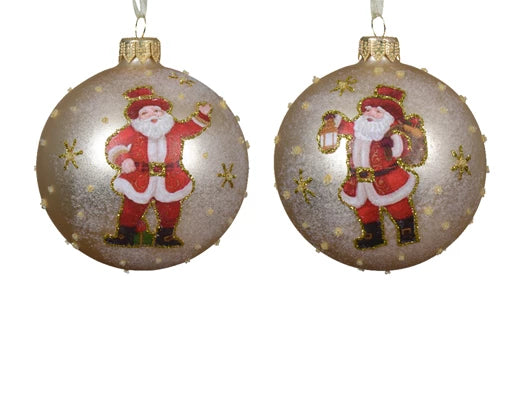 Palla Di Natale Vetro Decoro Babbo Natale 8 Cm 1 Pz