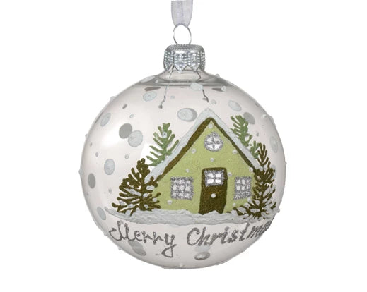 Palla Di Natale Trasparente Vetro Decoro Casa Green 8 Cm