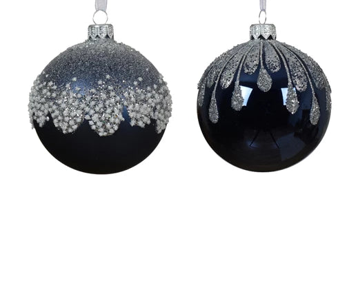 Palla Di Natale Vetro Decoro Night Blue 8 Cm 1 Pz